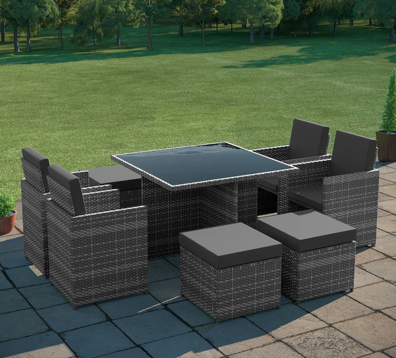 Cube Rattan Dining Garden Furniture Set