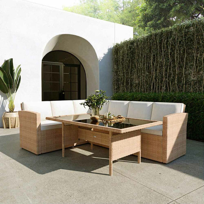 6 Seater Wicker Outdoor Sofa Dining Furniture Set