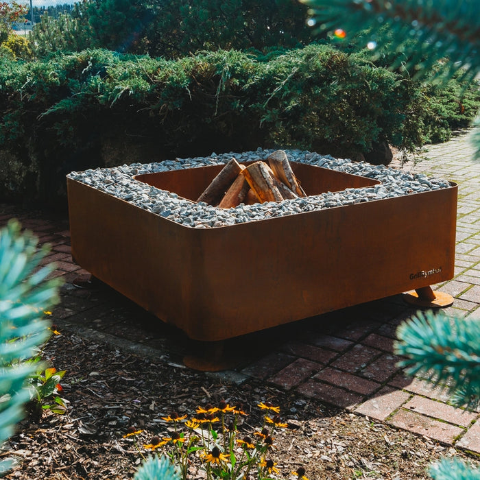 GrillSymbol Corten Steel Fire Pit Fogo + lid