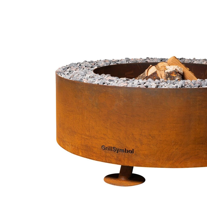 GrillSymbol Corten Steel Fire Pit Luna with Lid