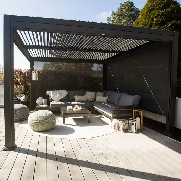 Suns Lifestyle Maranza Vented Pergola 3.5m x 3.6m 4 Leg Matt Royal Grey