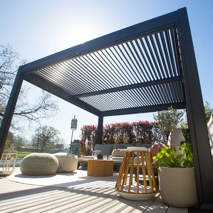 Suns Lifestyle Maranza Vented Pergola 3m x 3m 4 Leg Matt Royal Grey