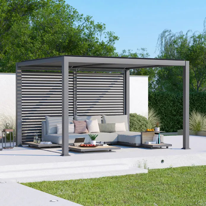 Suns Lifestyle Maranza Vented Pergola 3.5m x 3.6m 4 Leg Matt Royal Grey