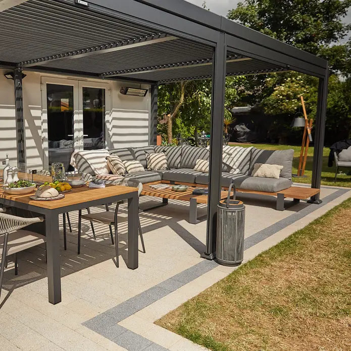 Suns Lifestyle Maranza Vented Pergola 3.5m x 5.4m 6 Leg Matt Royal Grey