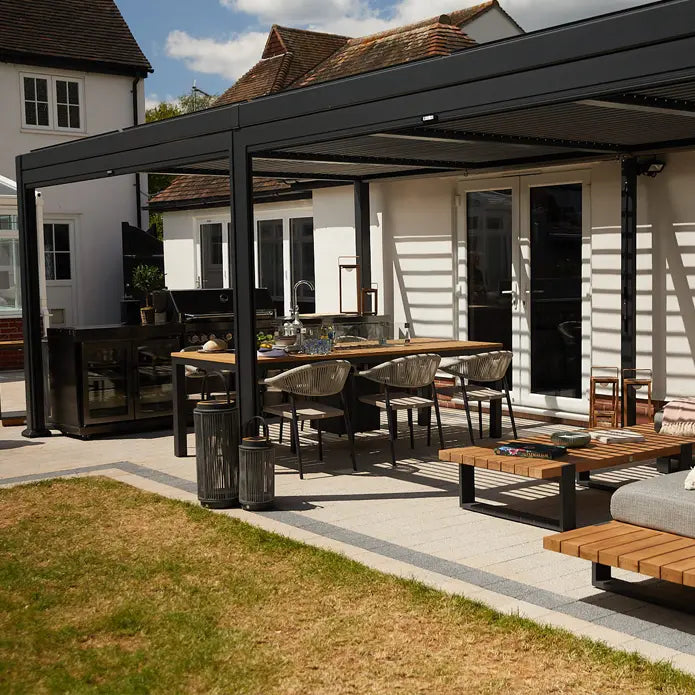 Suns Lifestyle Maranza Vented Pergola 3.5m x 7.2m 6 Leg Matt Royal Grey