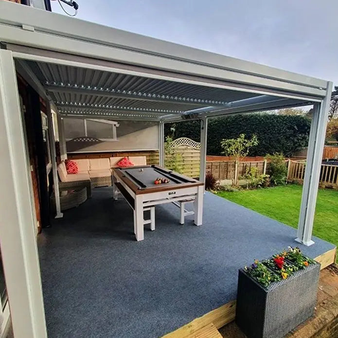 Suns Lifestyle Maranza Vented Pergola 3.5m x 7.2m 6 Leg Matt White