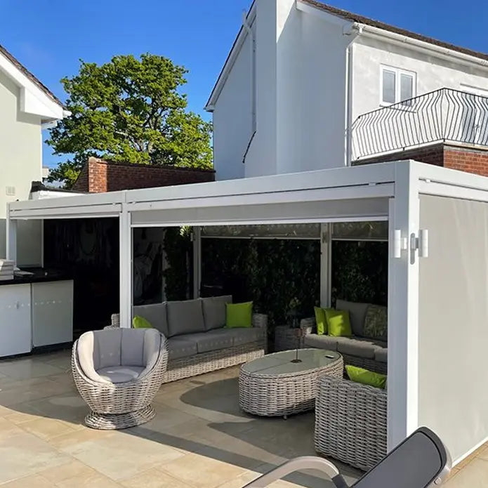 Suns Lifestyle Maranza Vented Pergola 3.5m x 7.2m 6 Leg Matt White