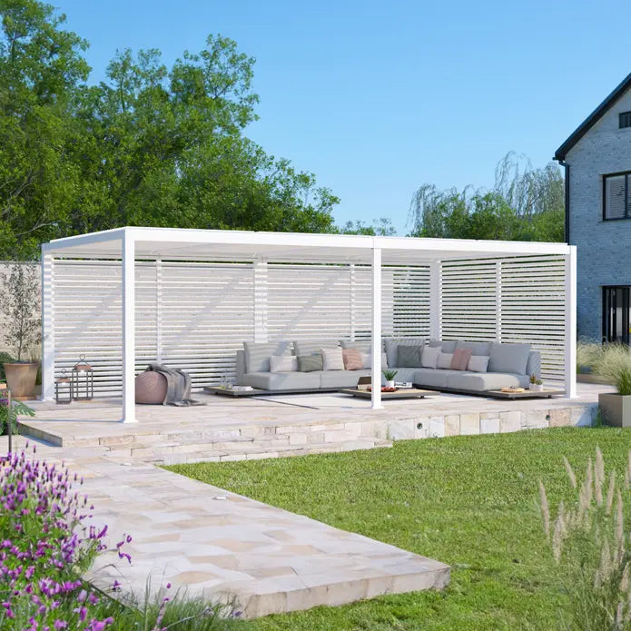 Suns Lifestyle Maranza Vented Pergola 3.5m x 7.2m 6 Leg Matt White